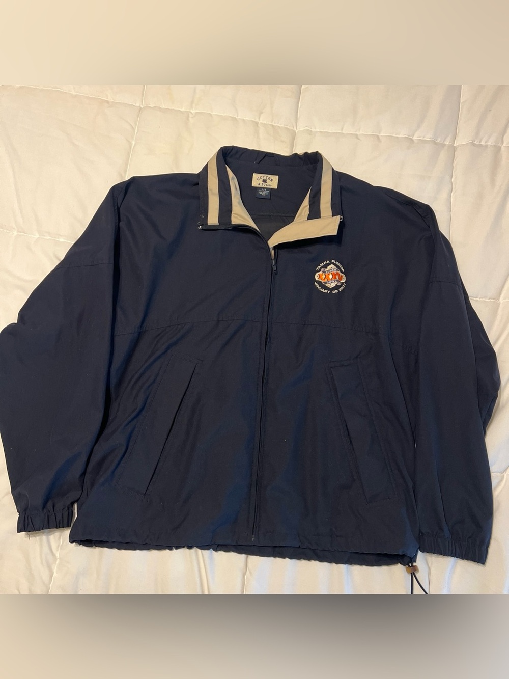Cutter & Buck Super Bowl XXXV Tampa Florida Jacket Size L Mens Navy
